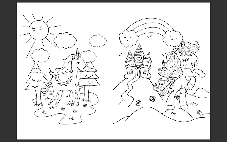 50-page Kids Unicorn Coloring Book Printable Magical Coloring Pages ...