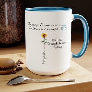 Personalized Nurses Mug, 15 oz, Floral Design, Nurses  Gifts For Women and Men, Graduation, Birthday, Thank You Gift
