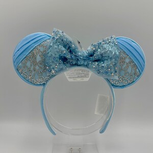 Custom Rhinestone Blue Mouse Ears Headband Disney Minnie Mouse Crystal Blue Custom Ears Headband  main image 3