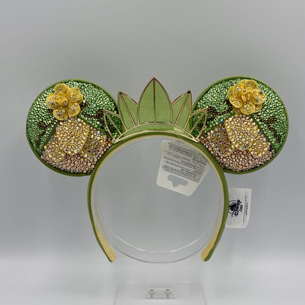 Strass Tiana Maus Ohren | Verzauberte Prinzessin und die Frosch-Mausohren | Bling Prinzessin Tiana Minnie Maus Ohren