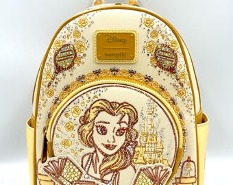 Mochila Loungefly da Bela com Strass | Mochila Loungefly da Bela e a Fera com Strass | Mochila Loungefly da Princesa Brilhante