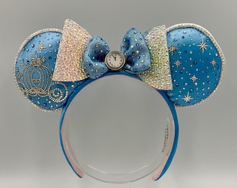 Rhinestone Cinderella Mouse Ears | Bedazzled Cinderella Mouse Ears | Blinged Princess Minnie Mouse Ears