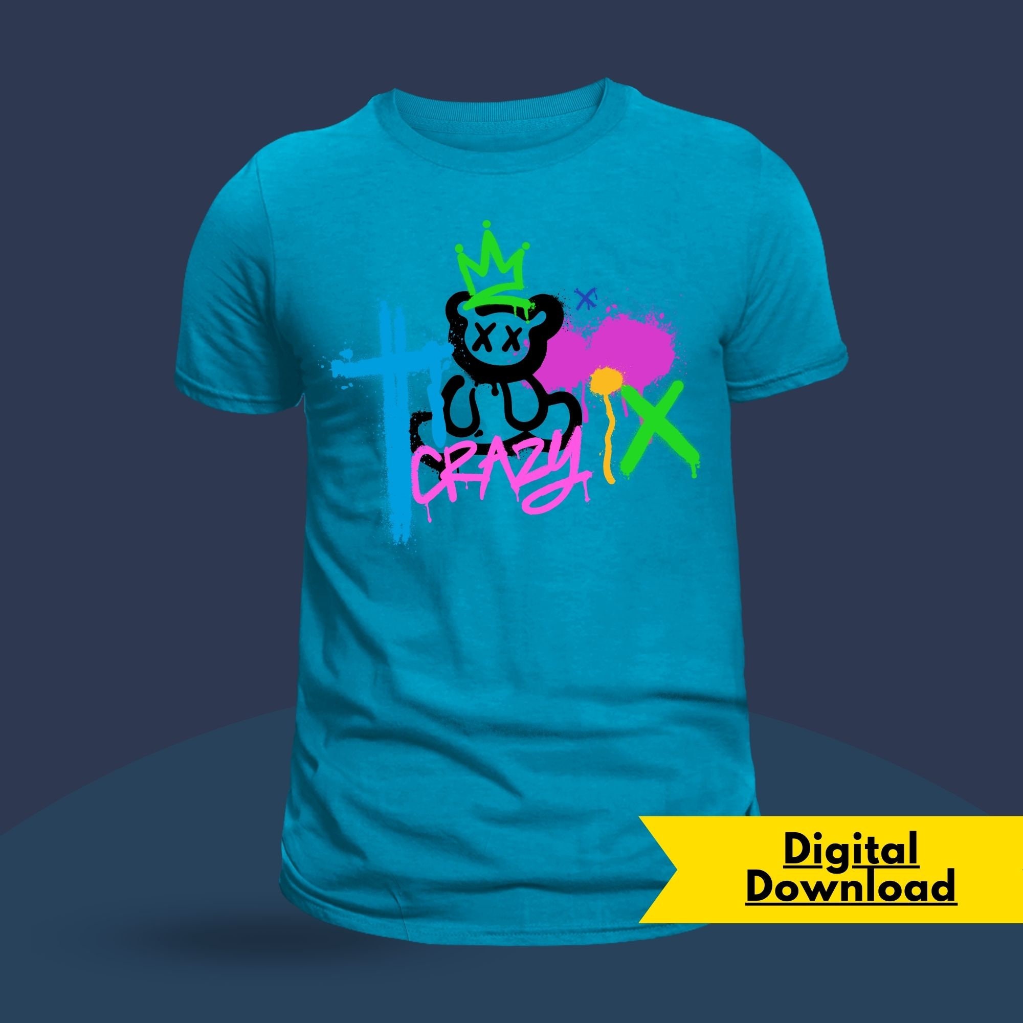 Graffiti Paint T-shirt Svg Crazy King Bear Color Splash - Etsy