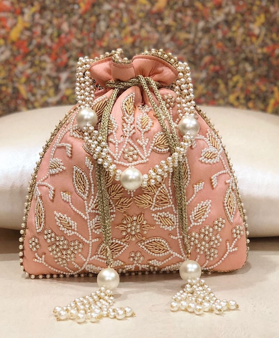 COMBO Of Embroidered Potli Bag And Purse Wallet Clutch Bag Set