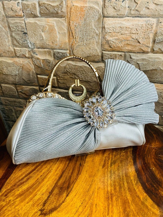 Buy Tooba Handicraft Glittering Light Purple Silk Girls Designer Clutch Bag  With Chain Strap Online at Best Prices in India - JioMart.