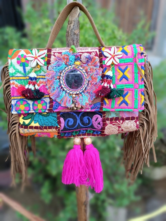 Women's Rajasthani Jaipuri Bohemian Art Tote Bag (Multicolour, Large) for  Girls