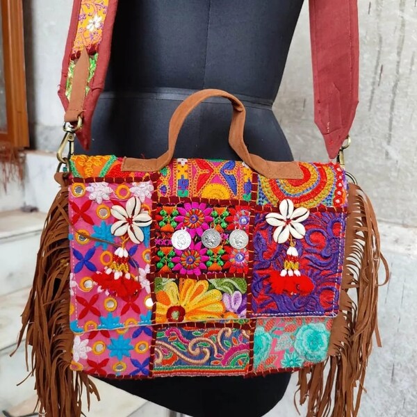 Multicolor - Banjara Vintage Embroidery Patchwork Coin Work Sling Bag