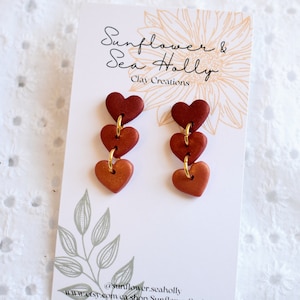 Gradient Heart Dangle Polymer Clay Earrings