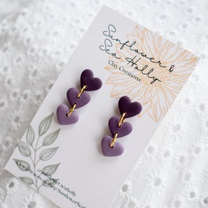 Gradient Heart Dangle Polymer Clay Earrings