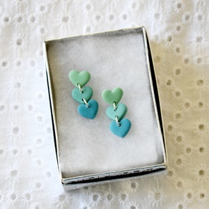 Gradient Heart Dangle Polymer Clay Earrings