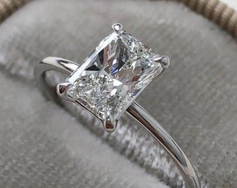 2.5 Ct Radiant Moissanite Engagement Ring, Dainty Radiant Cut Wedding Ring, Radiant Cut Engagement Ring, Promise Ring, Anniversary Ring