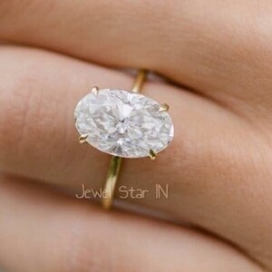 3 Ct Oval Cut Moissanite Engagement Ring, Hidden Halo Engagement Ring ...