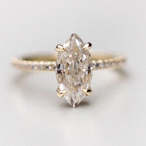 2.0 CT  Marquise Moissanite Engagement Ring, 10k/14k Solid Gold Marquise Cut Engagement Ring For Bridal, Gift, Selena Gomez Engagement Ring.