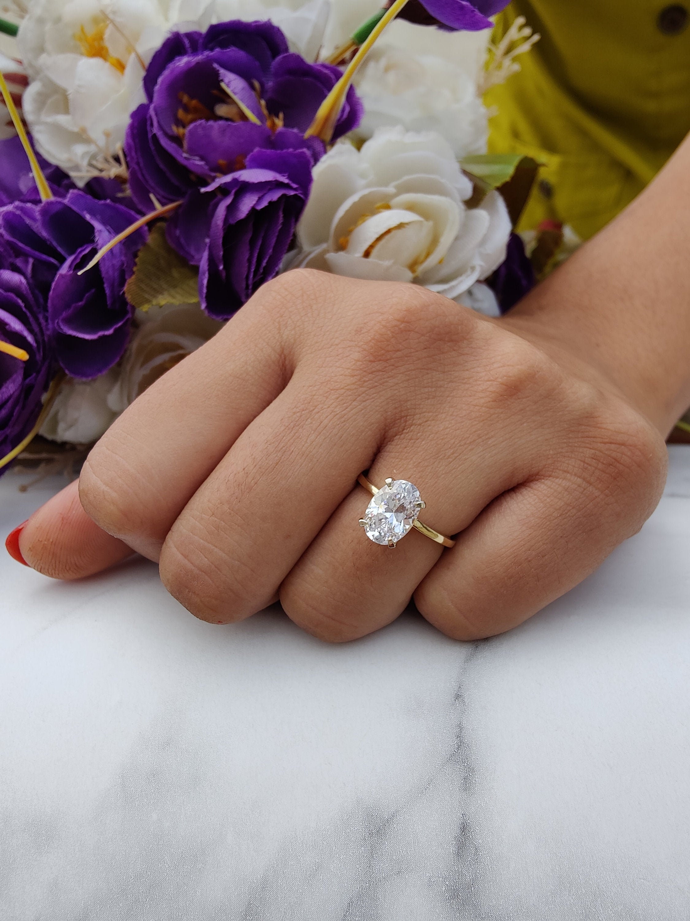 2.25 CT Oval Moissanite Engagement Ring 10x7 Mm Elongated Oval