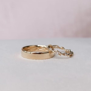His and Hers Matching Wedding Bands, Engagement Band, Twig Matching Set, Couple wedding band, Eternity Twig Band, Couple Anniversary band image 4