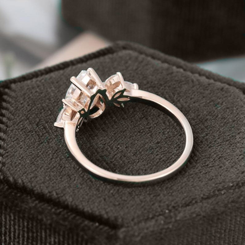 Pear Shaped Moissanite Engagement Ring Set Vintage Rose Gold - Etsy