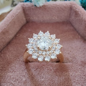 0.84 Ct Round Moissanite Engagement Ring Round Starburst - Etsy