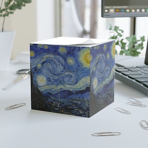 Cubo di note a tema Notte stellata di Van Gogh - 700 fogli di note adesive artistiche
