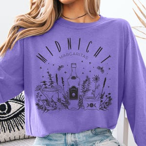 Midnight Margaritas Comfort Colors Shirt, Tequila Shirt, Witchy Tee, Margarita Halloween Shirt, Gifts for Halloween, Bookish Merch