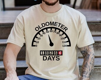 Custom Oldometer 50th Birthday Shirt, Turning 10 20 30 40 50 60 70 80 90 100 Funny Odometer Car Lover Unisex Cotton Tee