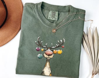 Comfort Colors Vintage Reindeer Shirt, Cute Christmas Shirt, Retro Reindeer Shirt, Merry Christmas Shirt, Christmas Reindeer Shirt