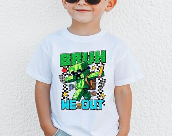 Last Day of School We Bruh Out Gamer Theme Block Pixel Shirt