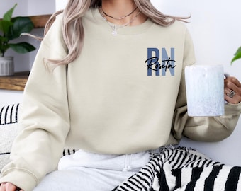 Custom Registered Nurse Sweatshirt With Name, Personalized RN Pocket Hoodie, Nurse Life Outfit, Nurse Appreciation Clothing, Cute Nurse Gift