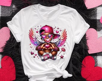 Black Afro American Cupid Valentine Day Shirt, Cute Cupid Valentine's Day Shirt, Cherub Shirt, Funny Valentines Day Shirt, Cupid Shirt