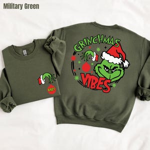 Custom Name Grinch Family Sweatshirt, Grinch Squad Hoodie,Christmas Matching Grinch Squad Family Sweater,Grinchmas Party Hoodie,Funny Grinch
