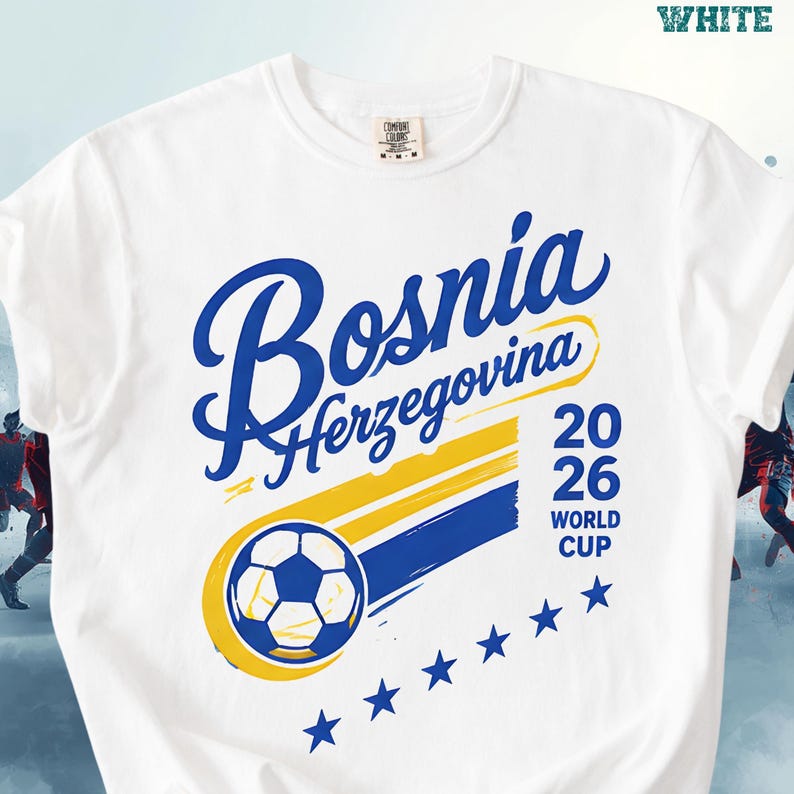 Comfort Colors Bosnia Soccer Shirt, Bosnia Football Fan Tee, Vintage Bosnia Sports Shirt, World Cup Fan Gift, Retro Game Day Outfit image 3