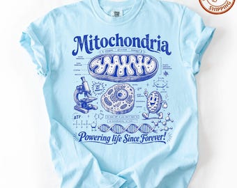 Comfort Colors® Mitochondria Vintage Science Shirt, Retro Biology Graphic Tee, 90s Cell Diagram Top,Funny STEM Lab Humor Science Teacher Tee