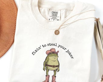 Comfort Colors® Joker Stealer Frog Shirt, Funny Cowgirl Mahjong Tee, Mahjong Game Night Top