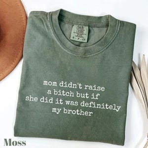Mom Didn&#39;t Raise A Bitch But If She Did It Was Definitely My Brother Comfort Colors® Shirt, Funny Sibling Shirt, Mom Memes Sarcasm Shirt