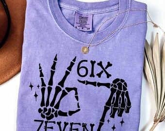 Comfort Colors® 6 7 Meme Shirt, Funny Skeleton Hands Tee, Halloween Couples Shirt, Trendy Shirt, Six Seven T-shirt, 67 Couples Tee