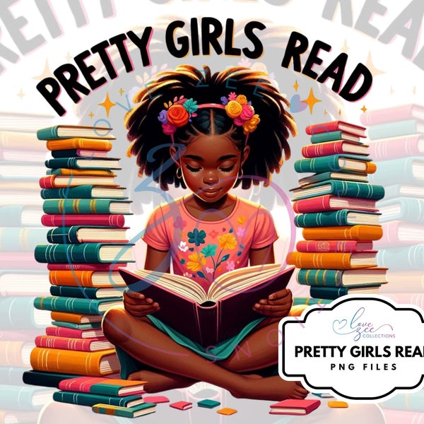 Pretty Girls Read T-Shirt Design Sublimation Clipart, reading clipart, books clip art, black girl clipart