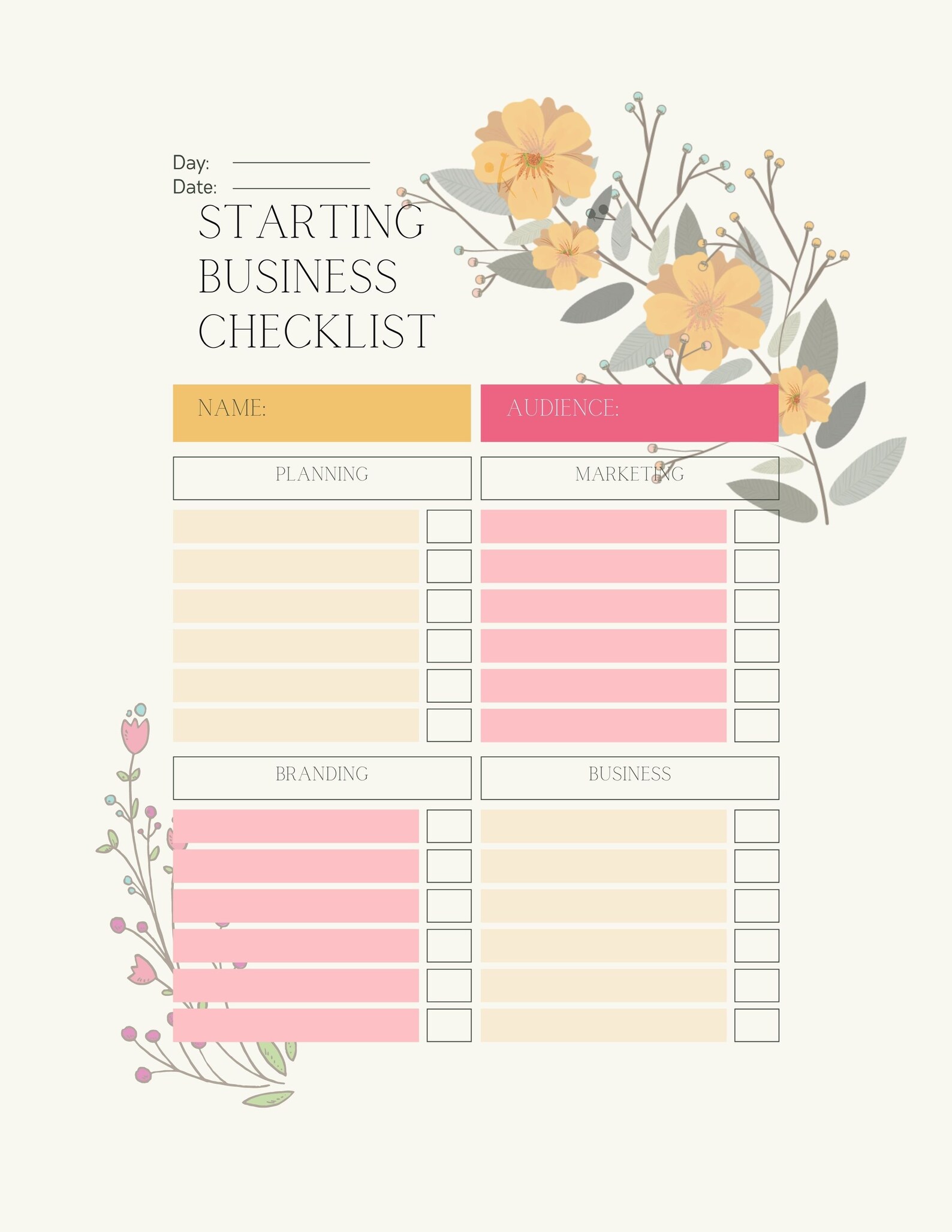 business planner printable pdf