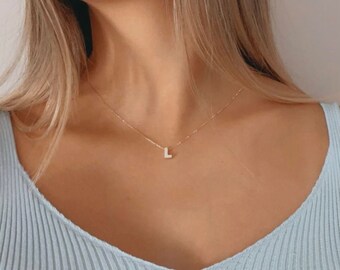 14K Solid Gold Initial Necklace