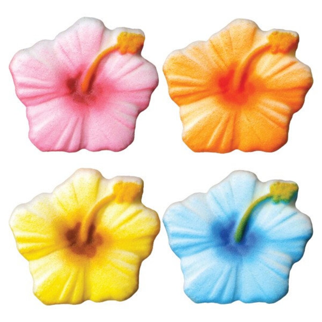 Hibiscus Sugar Flowers for Cupcakes, Cookies, and Cake 4 Flowers Etsy
