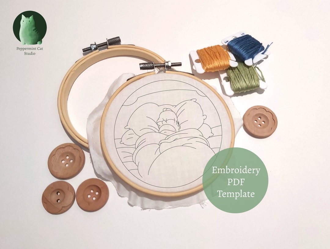 Big Toasty Cinnamon Bun Hand Embroidery Pattern Homer Simpson