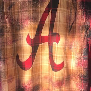 Bleached flannel, Roll Tide, Alabama Crimson Tide shirt, Alabama football shirt, Flannel Alabama button up