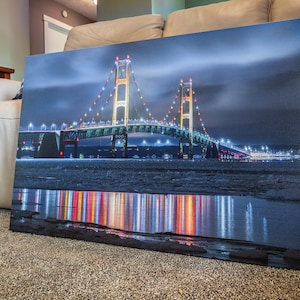Mackinac Bridge Winter Print - Michigan Photography - Premium Gallery Wrapped Canvas - Ready-to-Hang