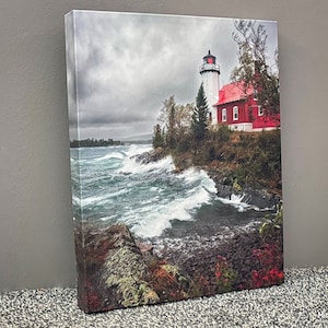 Eagle Harbor Lighthouse Storm Print - Michigan Photography - Premium Gallery Wrapped Canvas - Ready-to-Hang