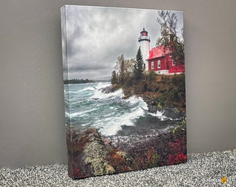 Eagle Harbor Lighthouse Storm Print - Michigan Photography - Premium Gallery Wrapped Canvas - Ready-to-Hang