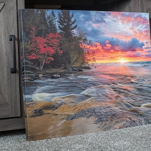 Hurricane River, Pictured Rocks - Lake Superior Sunset - Michigan Photography - Premium Gallery Wrapped Canvas - Ready-to-Hang