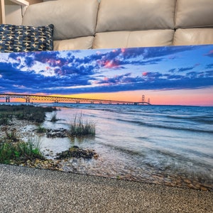 Mackinac Bridge Panoramic Print - Michigan Photography - Premium Gallery Wrapped Canvas - Ready-to-Hang