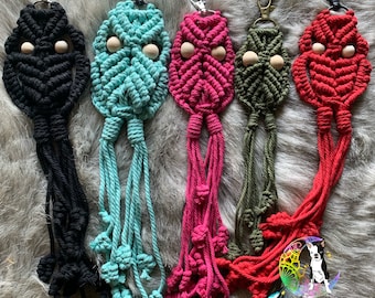 Macrame Owl Keychains, owl keychain, purse decor, keychain, macrame gifts, gifts for her, teacher gifts