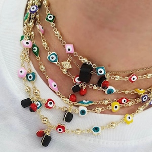 Evil Eye Necklace: Gold Turkish Charm, Good Luck Jewelry. Made in the USA