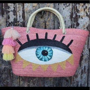 Custom Bag Designs Nicole Evil Eye Hand Painted Handle Bag