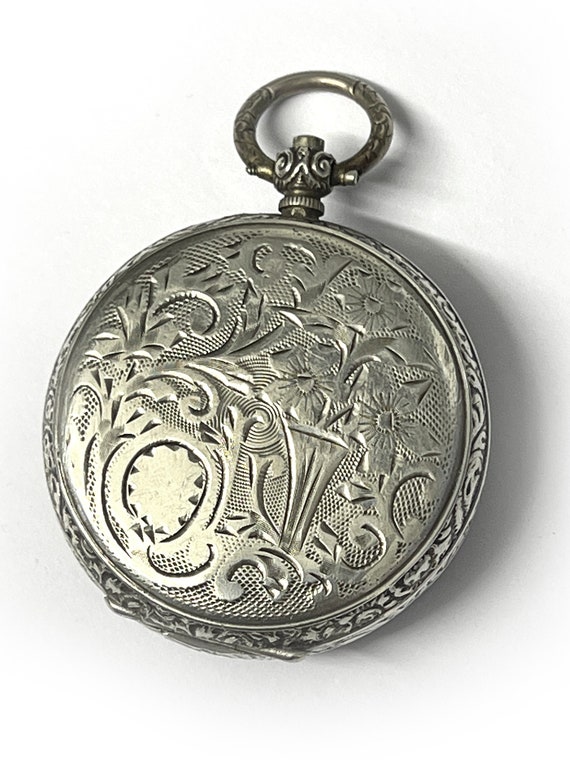 c. 1900 Antique Lady's Continental Silver Pocket … - image 5