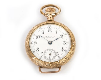 H. 1890 Antike KRANKENSCHWESTER Lady's ADMIRAL Baystate Uhr Co Gold Filled Vergoldete Tasche Revers Damentasche Hübsche Voll Sehr Fein Eingravierte USA